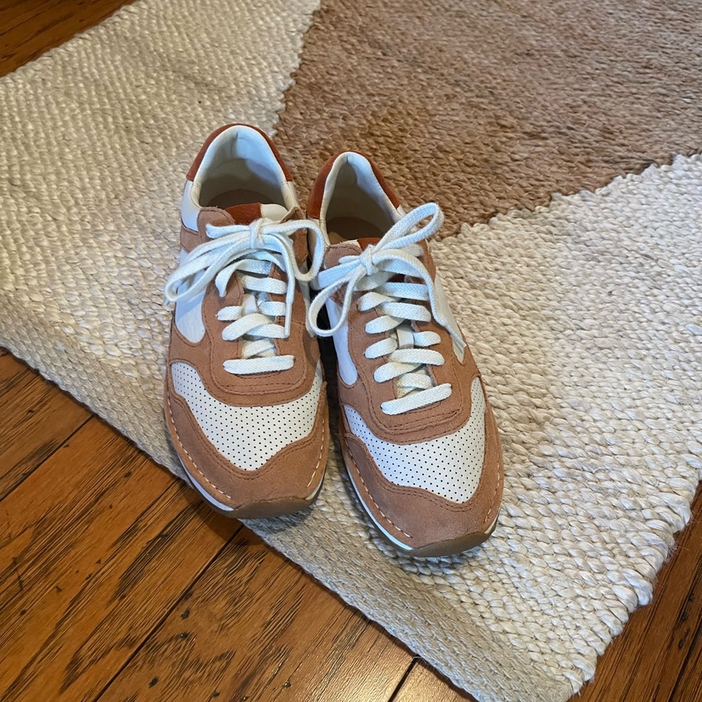 Henna and cream colored sneaker.